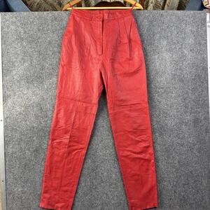Vintage Pia Rucci Red Leather Pants High Waisted Tapered, Size VTG 10, waist 13